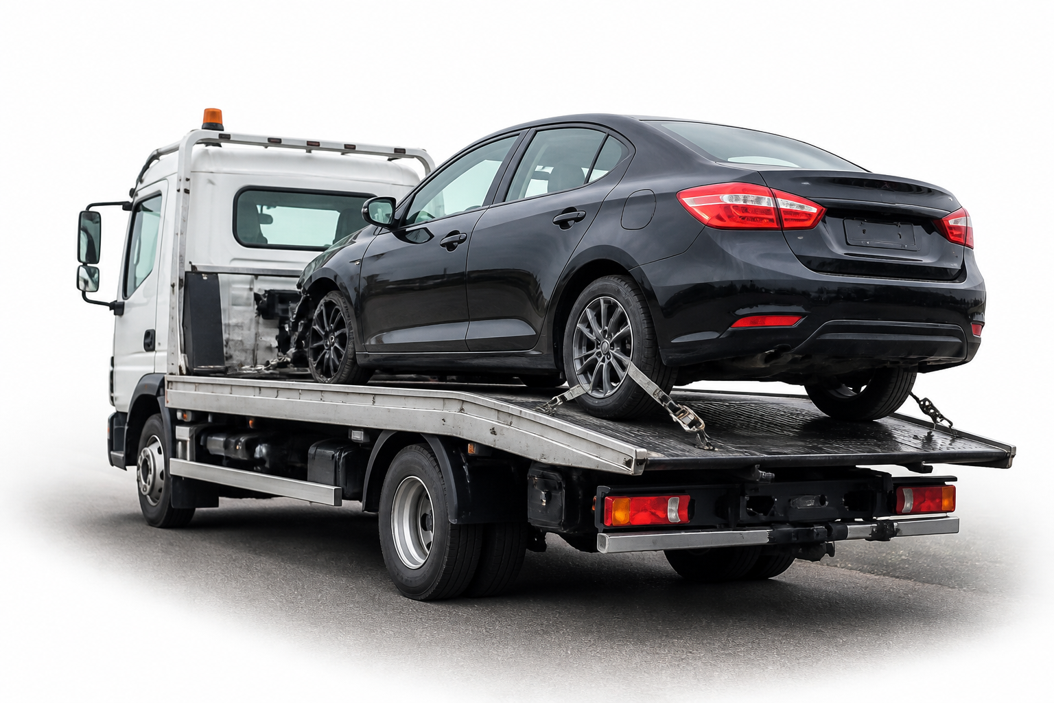 Scrap car loaded on a recovery truck for free collection